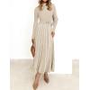 ZESICA Womens 2026 Spring Turtleneck Long Sleeve Sweater Dress Tie Waist Casual Loose Ribbed Knit A Line Midi Dresses(Apricot)