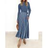ZESICA Womens 2026 Spring Turtleneck Long Sleeve Sweater Dress Tie Waist Casual Loose Ribbed Knit A Line Midi Dresses(Dusty Blue)