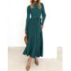 ZESICA Womens 2026 Spring Turtleneck Long Sleeve Sweater Dress Tie Waist Casual Loose Ribbed Knit A Line Midi Dresses(Teal)