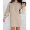 ZESICA Women’s 2026 Spring Turtleneck Sweater Dress Oversized Long Lantern Sleeve Casual Knit Pullover Mini Dresses(Almond)