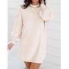 ZESICA Women’s 2026 Spring Turtleneck Sweater Dress Oversized Long Lantern Sleeve Casual Knit Pullover Mini Dresses(Apricot)