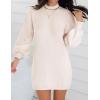 ZESICA Women’s 2026 Spring Turtleneck Sweater Dress Oversized Long Lantern Sleeve Casual Knit Pullover Mini Dresses(Apricot)