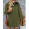 ZESICA Women’s 2026 Spring Turtleneck Sweater Dress Oversized Long Lantern Sleeve Casual Knit Pullover Mini Dresses(Armygreen)
