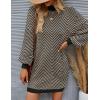 ZESICA Women’s 2026 Spring Turtleneck Sweater Dress Oversized Long Lantern Sleeve Casual Knit Pullover Mini Dresses(Brown)
