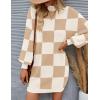 ZESICA Women’s 2026 Spring Turtleneck Sweater Dress Oversized Long Lantern Sleeve Casual Knit Pullover Mini Dresses(Khaki)