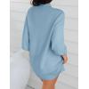 ZESICA Women’s 2026 Spring Turtleneck Sweater Dress Oversized Long Lantern Sleeve Casual Knit Pullover Mini Dresses(Lightblue)