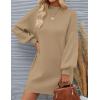 ZESICA Women’s 2026 Spring Turtleneck Sweater Dress Oversized Long Lantern Sleeve Casual Knit Pullover Mini Dresses(Lightcamel)