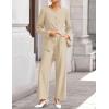 ZESICA Women’s 2026 Spring Two Piece Suits Set Casual Business Long Sleeve Blazer Jacket Wide Leg Pants Work Outfits Sets(Apricot)