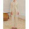 ZESICA Women’s 2026 Spring Two Piece Suits Set Casual Business Long Sleeve Blazer Jacket Wide Leg Pants Work Outfits Sets(Apricot)