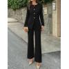 ZESICA Women’s 2026 Spring Two Piece Suits Set Casual Business Long Sleeve Blazer Jacket Wide Leg Pants Work Outfits Sets(Black)