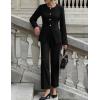 ZESICA Women’s 2026 Spring Two Piece Suits Set Casual Business Long Sleeve Blazer Jacket Wide Leg Pants Work Outfits Sets(Black)