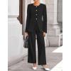 ZESICA Women’s 2026 Spring Two Piece Suits Set Casual Business Long Sleeve Blazer Jacket Wide Leg Pants Work Outfits Sets(Black)