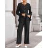 ZESICA Women’s 2026 Spring Two Piece Suits Set Casual Business Long Sleeve Blazer Jacket Wide Leg Pants Work Outfits Sets(Black)
