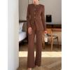ZESICA Women’s 2026 Spring Two Piece Suits Set Casual Business Long Sleeve Blazer Jacket Wide Leg Pants Work Outfits Sets(Brown)