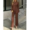 ZESICA Women’s 2026 Spring Two Piece Suits Set Casual Business Long Sleeve Blazer Jacket Wide Leg Pants Work Outfits Sets(Brown)