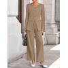ZESICA Women’s 2026 Spring Two Piece Suits Set Casual Business Long Sleeve Blazer Jacket Wide Leg Pants Work Outfits Sets(Khaki)