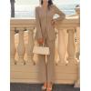 ZESICA Women’s 2026 Spring Two Piece Suits Set Casual Business Long Sleeve Blazer Jacket Wide Leg Pants Work Outfits Sets(Khaki)