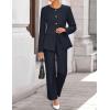 ZESICA Women’s 2026 Spring Two Piece Suits Set Casual Business Long Sleeve Blazer Jacket Wide Leg Pants Work Outfits Sets(Navy)