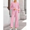 ZESICA Women’s 2026 Spring Two Piece Suits Set Casual Business Long Sleeve Blazer Jacket Wide Leg Pants Work Outfits Sets(Pink)