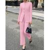 ZESICA Women’s 2026 Spring Two Piece Suits Set Casual Business Long Sleeve Blazer Jacket Wide Leg Pants Work Outfits Sets(Pink)