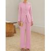 ZESICA Women’s 2026 Spring Two Piece Suits Set Casual Business Long Sleeve Blazer Jacket Wide Leg Pants Work Outfits Sets(Pink)