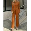 ZESICA Women’s 2026 Spring Two Piece Suits Set Casual Business Long Sleeve Blazer Jacket Wide Leg Pants Work Outfits Sets(Rust)