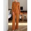 ZESICA Women’s 2026 Spring Two Piece Suits Set Casual Business Long Sleeve Blazer Jacket Wide Leg Pants Work Outfits Sets(Rust)