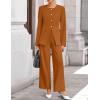 ZESICA Women’s 2026 Spring Two Piece Suits Set Casual Business Long Sleeve Blazer Jacket Wide Leg Pants Work Outfits Sets(Rust)