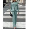 ZESICA Women’s 2026 Spring Two Piece Suits Set Casual Business Long Sleeve Blazer Jacket Wide Leg Pants Work Outfits Sets(Sage)