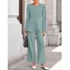 ZESICA Women’s 2026 Spring Two Piece Suits Set Casual Business Long Sleeve Blazer Jacket Wide Leg Pants Work Outfits Sets(Sage)