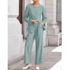 ZESICA Women’s 2026 Spring Two Piece Suits Set Casual Business Long Sleeve Blazer Jacket Wide Leg Pants Work Outfits Sets(Sage)