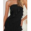 ZESICA Women’s 2026 Strapless Bodycon Dress Sexy Off Shoulder Mesh Tassel Ruffle Side Split Tube Party Maxi Dresses(Black)