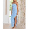 ZESICA Women’s 2026 Strapless Bodycon Dress Sexy Off Shoulder Mesh Tassel Ruffle Side Split Tube Party Maxi Dresses(Blue)