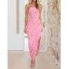 ZESICA Women’s 2026 Strapless Bodycon Dress Sexy Off Shoulder Mesh Tassel Ruffle Side Split Tube Party Maxi Dresses(Pink)