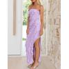 ZESICA Women’s 2026 Strapless Bodycon Dress Sexy Off Shoulder Mesh Tassel Ruffle Side Split Tube Party Maxi Dresses(Purple)