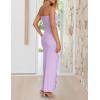 ZESICA Women’s 2026 Strapless Bodycon Dress Sexy Off Shoulder Mesh Tassel Ruffle Side Split Tube Party Maxi Dresses(Purple)