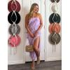 ZESICA Women’s 2026 Strapless Bodycon Dress Sexy Off Shoulder Mesh Tassel Ruffle Side Split Tube Party Maxi Dresses(Purple)