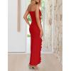 ZESICA Women’s 2026 Strapless Bodycon Dress Sexy Off Shoulder Mesh Tassel Ruffle Side Split Tube Party Maxi Dresses(Red)