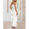 ZESICA Women’s 2026 Strapless Bodycon Dress Sexy Off Shoulder Mesh Tassel Ruffle Side Split Tube Party Maxi Dresses(White)