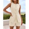 ZESICA Women’s 2026 Summer 2 Piece Short Sets Sleeveless Crew Neck Suit Vest Tops High Waist Shorts Business Outfits(Apricot)