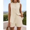 ZESICA Women’s 2026 Summer 2 Piece Short Sets Sleeveless Crew Neck Suit Vest Tops High Waist Shorts Business Outfits(Apricot)