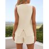 ZESICA Women’s 2026 Summer 2 Piece Short Sets Sleeveless Crew Neck Suit Vest Tops High Waist Shorts Business Outfits(Apricot)