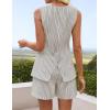 ZESICA Women’s 2026 Summer 2 Piece Short Sets Sleeveless Crew Neck Suit Vest Tops High Waist Shorts Business Outfits(Apricotstripe)