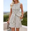 ZESICA Women’s 2026 Summer 2 Piece Short Sets Sleeveless Crew Neck Suit Vest Tops High Waist Shorts Business Outfits(Apricotstripe)