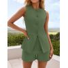 ZESICA Women’s 2026 Summer 2 Piece Short Sets Sleeveless Crew Neck Suit Vest Tops High Waist Shorts Business Outfits(Armygreen)