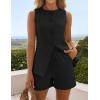ZESICA Women’s 2026 Summer 2 Piece Short Sets Sleeveless Crew Neck Suit Vest Tops High Waist Shorts Business Outfits(Black)