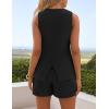 ZESICA Women’s 2026 Summer 2 Piece Short Sets Sleeveless Crew Neck Suit Vest Tops High Waist Shorts Business Outfits(Black)