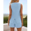 ZESICA Women’s 2026 Summer 2 Piece Short Sets Sleeveless Crew Neck Suit Vest Tops High Waist Shorts Business Outfits(Blue)