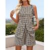 ZESICA Women’s 2026 Summer 2 Piece Short Sets Sleeveless Crew Neck Suit Vest Tops High Waist Shorts Business Outfits(Brown)
