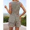 ZESICA Women’s 2026 Summer 2 Piece Short Sets Sleeveless Crew Neck Suit Vest Tops High Waist Shorts Business Outfits(Brown)